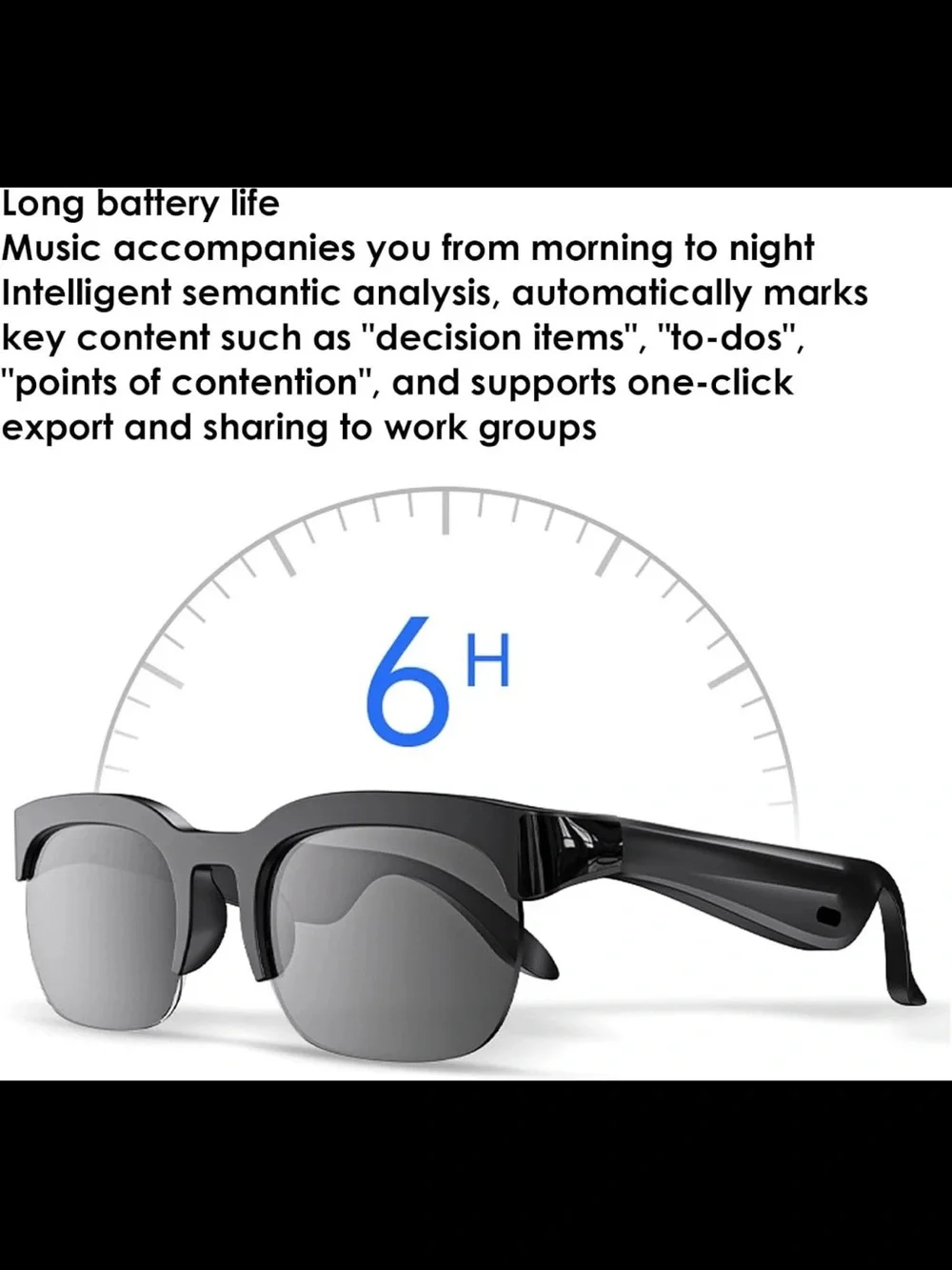 AI Wireless Smart Sunglasses Glasses Headphones Translation Hi-Fi Music Sound